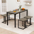4 Pieces Space-Saving Dining Table Set with Bench and 2 Stools-Oak