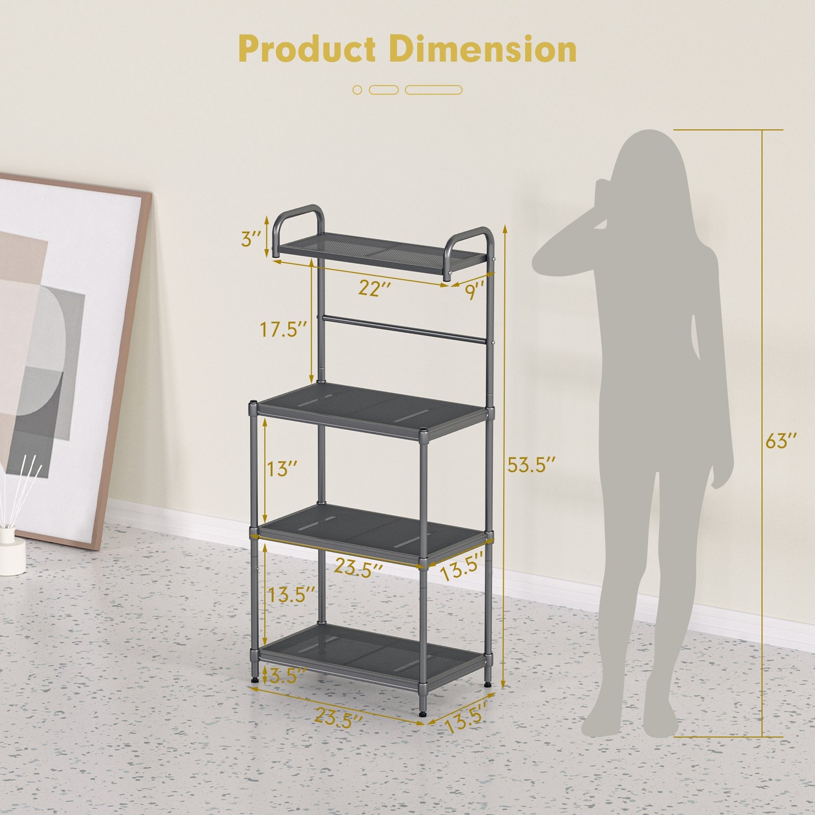 4-Tier Baker’s Rack Stand Shelves Kitchen Storage Rack Organizer