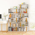 5-Tier/6-Tier Geometric Bookcase with Metal Frame and Anti-tipping Kits-5 Tier