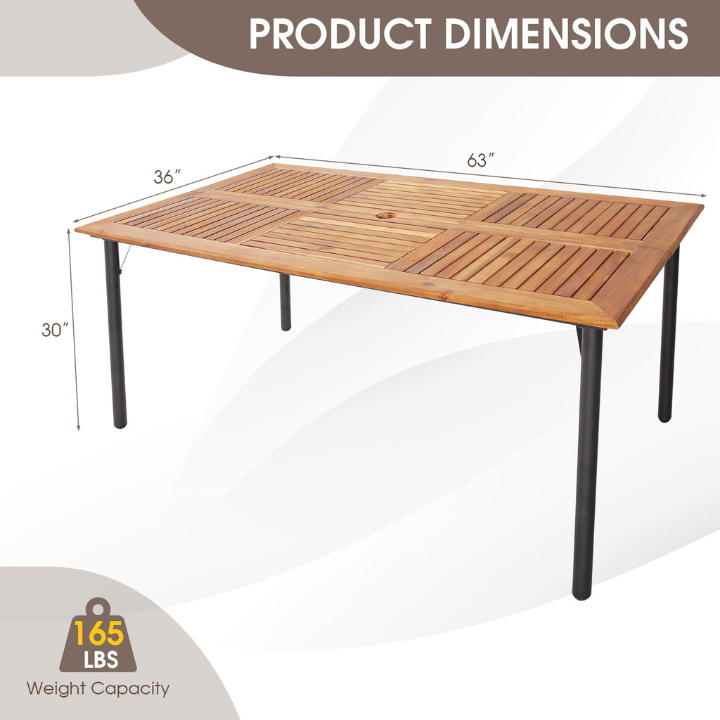 5/7-Piece Outdoor Dining Set with Acacia Wood Table-4-5 Pieces