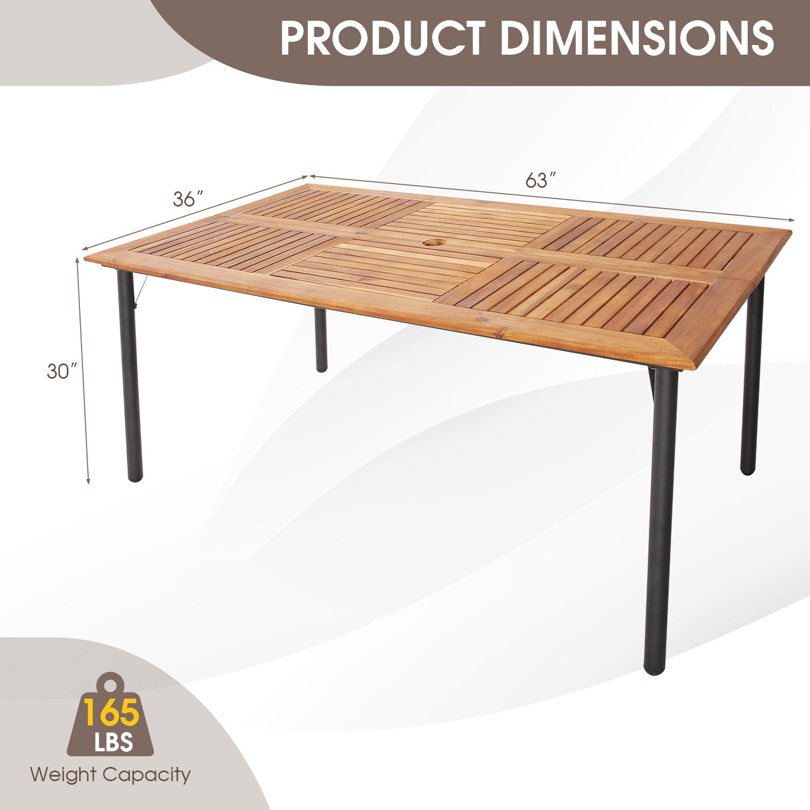 5/7-Piece Outdoor Dining Set with Acacia Wood Table-4-5 Pieces