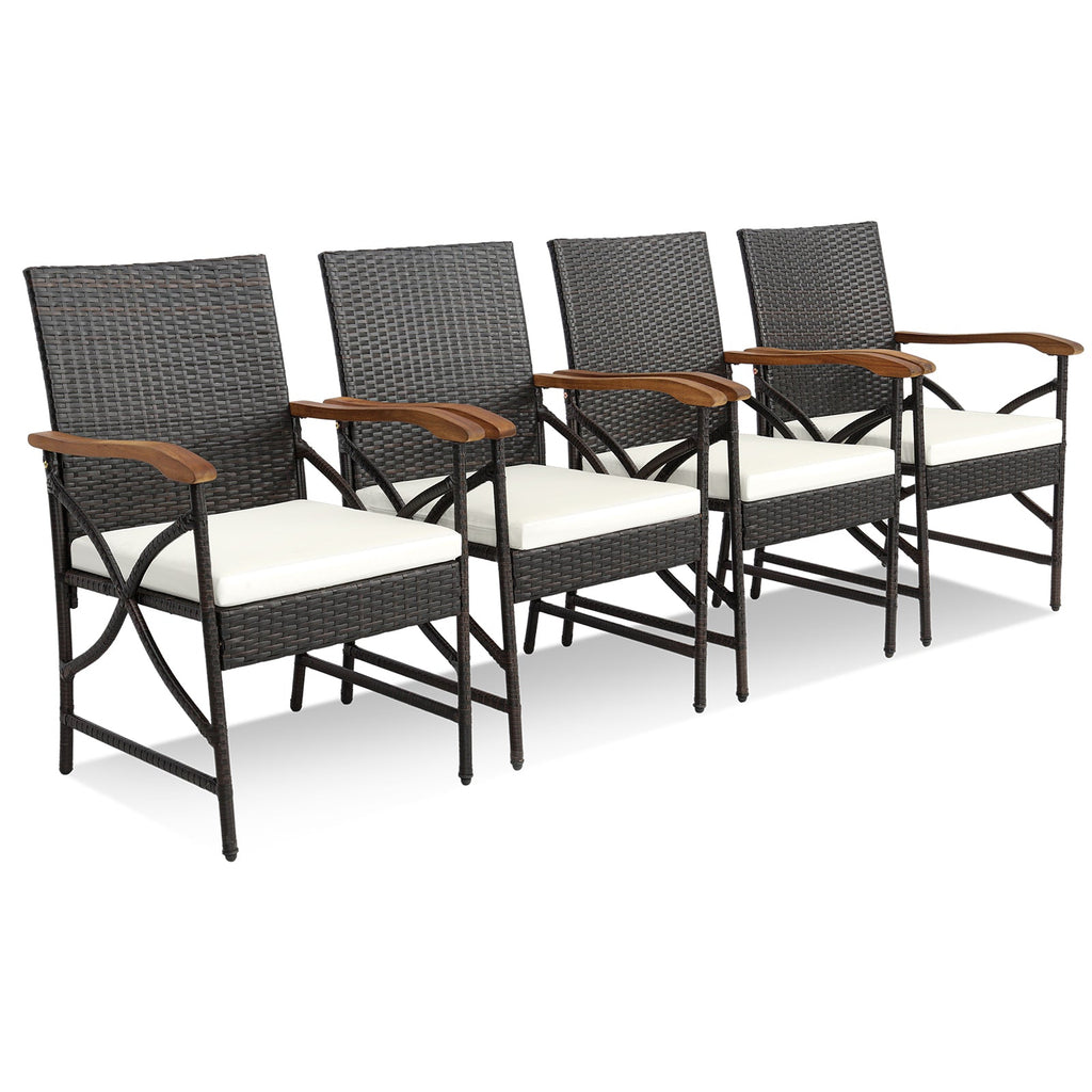5/7-Piece Outdoor Dining Set with Acacia Wood Table-4-5 Pieces