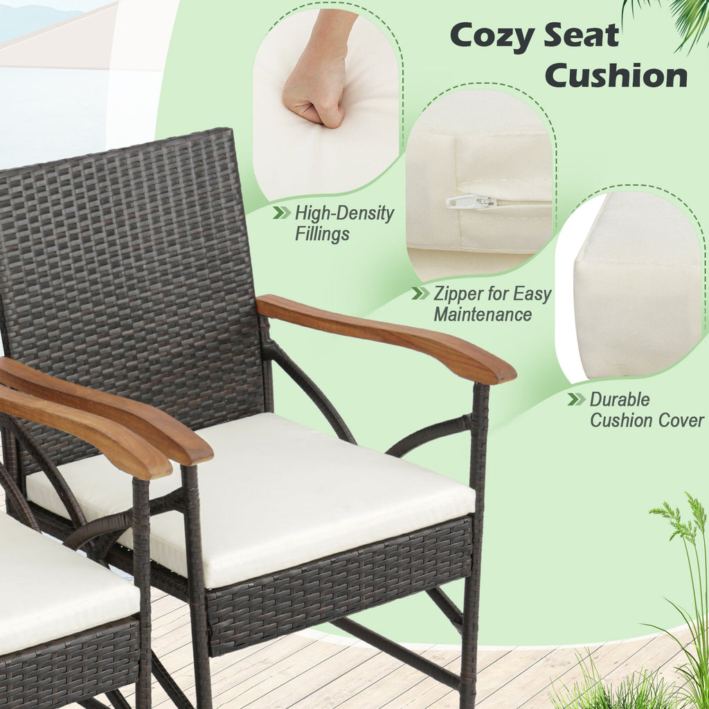 5/7-Piece Outdoor Dining Set with Acacia Wood Table-4-5 Pieces