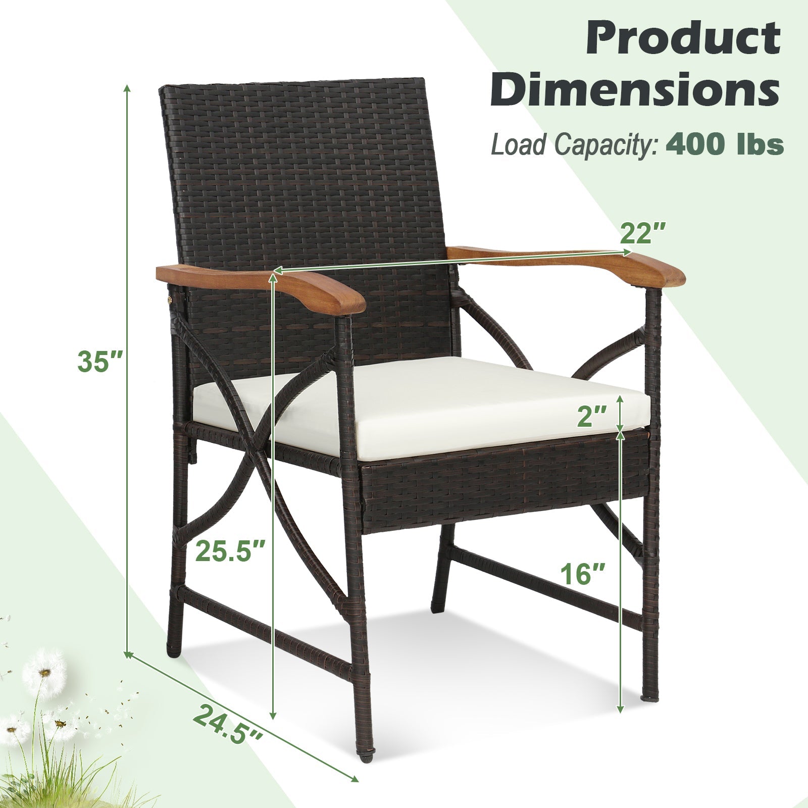 5/7-Piece Outdoor Dining Set with Acacia Wood Table-4-5 Pieces