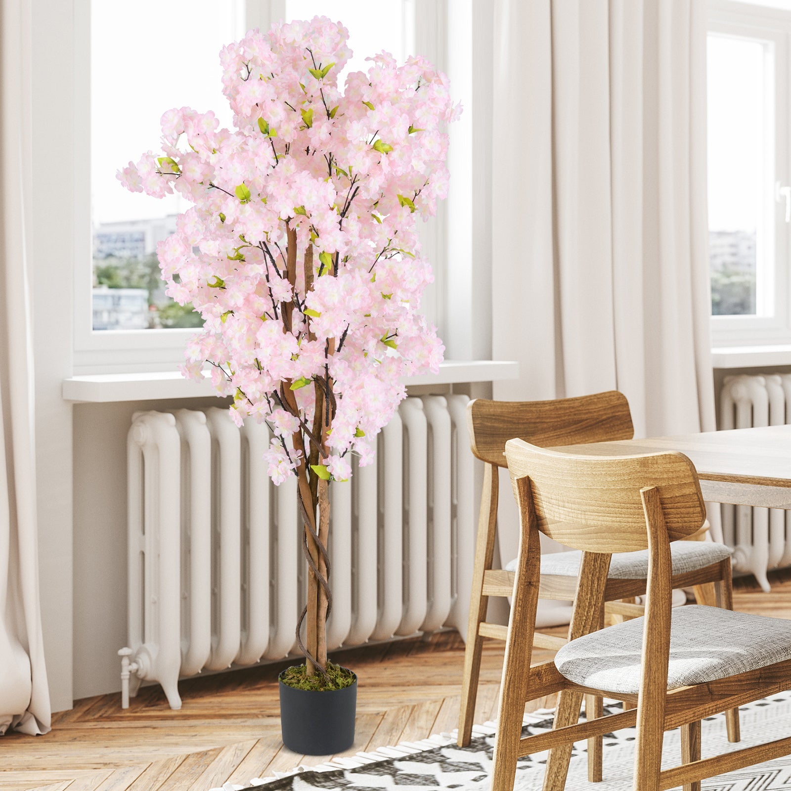 5 FT Tall Artificial Cherry Blossom Tree with Pink Flowers-1 Pack