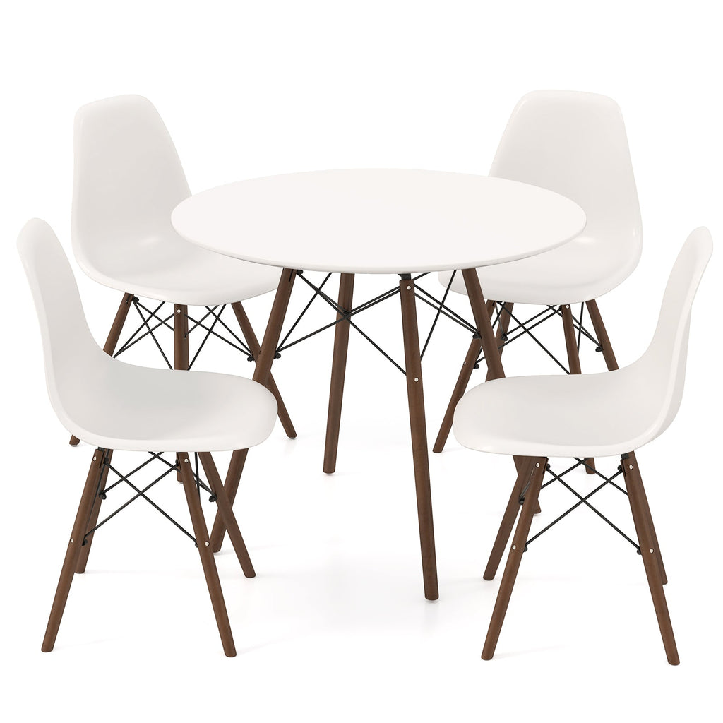 5 Pieces Dining Table Set With Solid Wood Leg-Beige