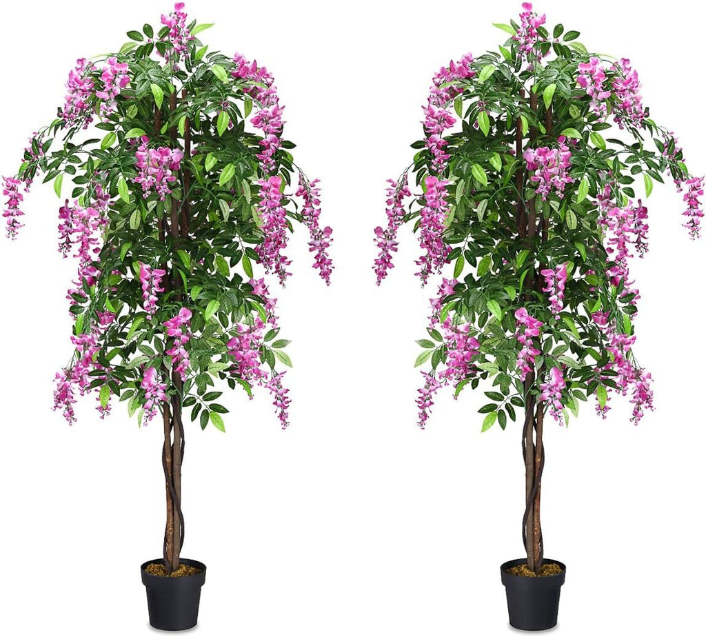 6-Feet Artificial Wisteria Silk Indoor-Outdoor Tree with Adjustable Tree Branche-2 Pieces