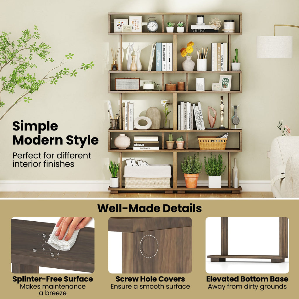 6-Tier Bookcase with Anti-Tipping Kit-Walnut