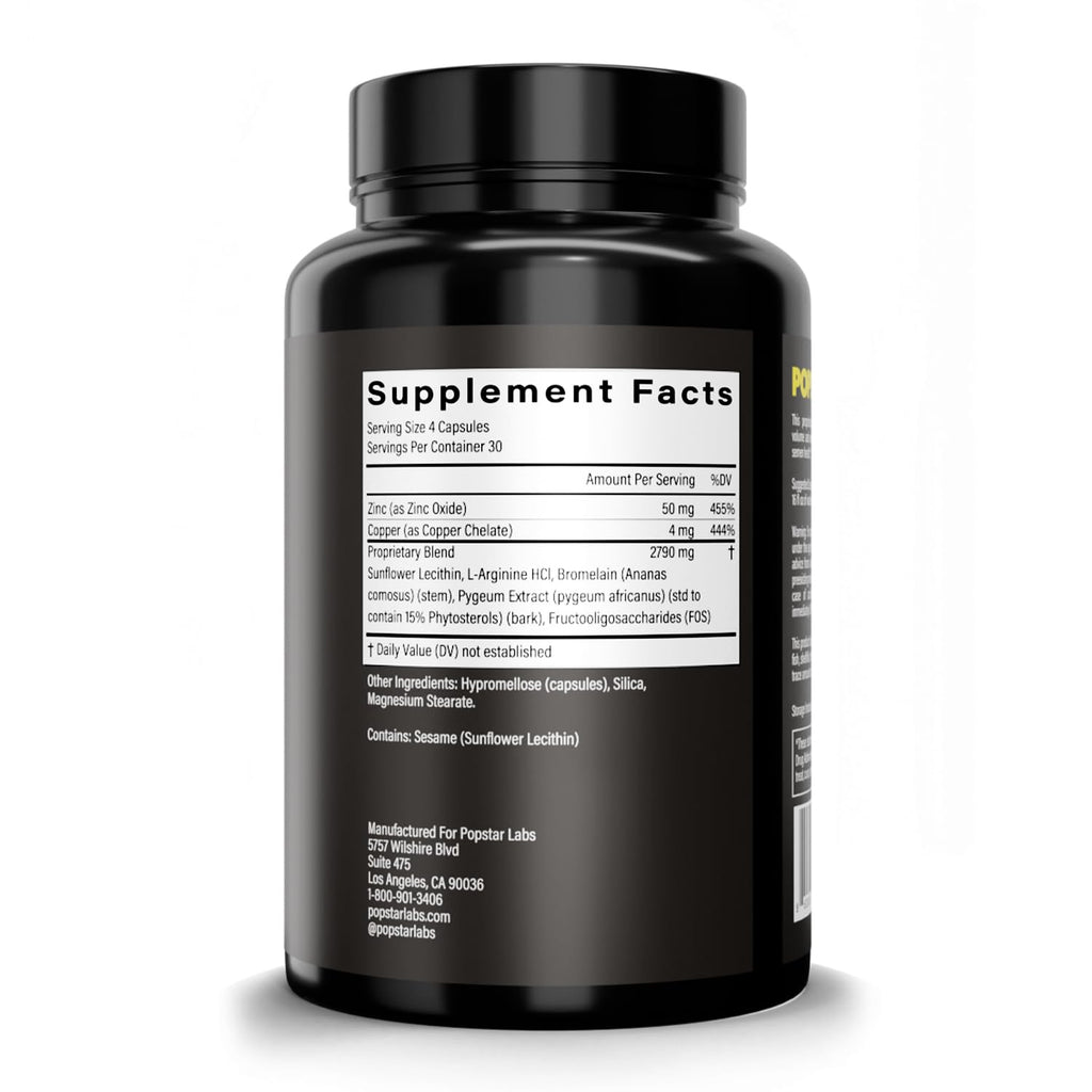 POPSTAR Labs Semen Volume Booster - Men's Semen Health & Fertility Supplement - Doctor Formulated to Increase Load Volume - Made in USA - Non-GMO, Organic, Vegan - 120 Capsules (1 Month Supply)