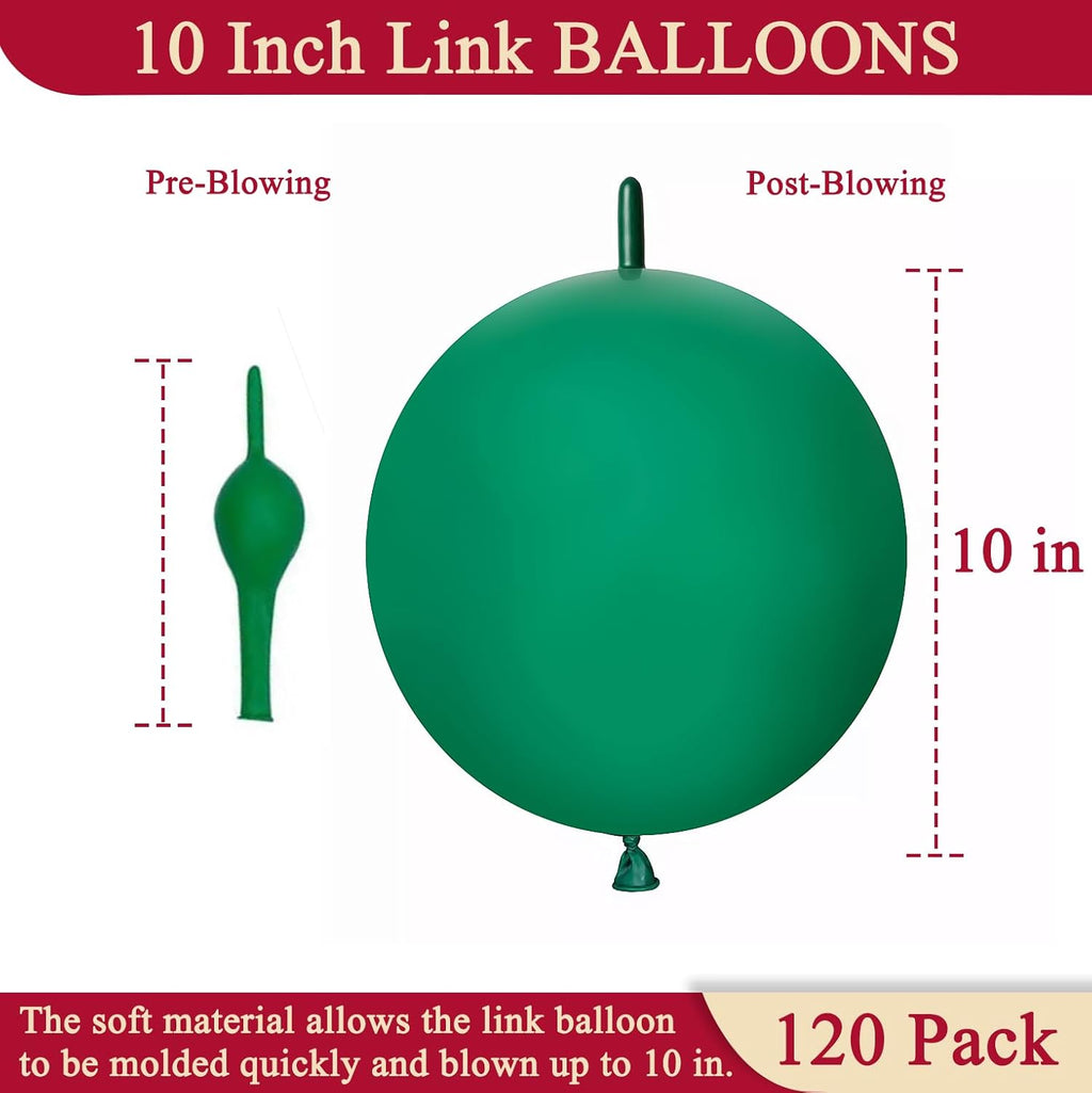 Dark Green Link Balloons 10 Inch 120 Pcs Latex Linking Balloons for Birthday Wedding Party Festival Decorations