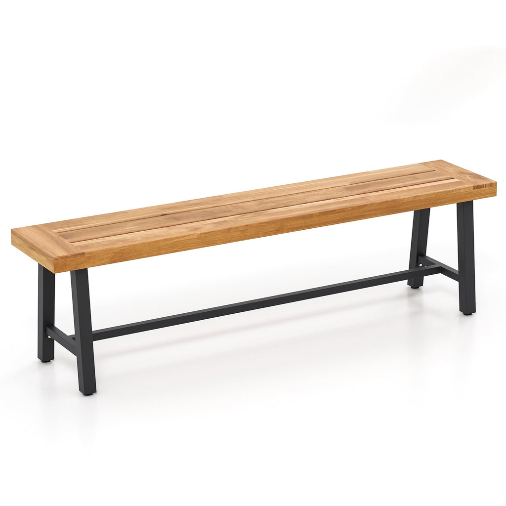 63 Inch 3-Person Acacia Patio Wood Outdoor Backless Bench-Set of 1