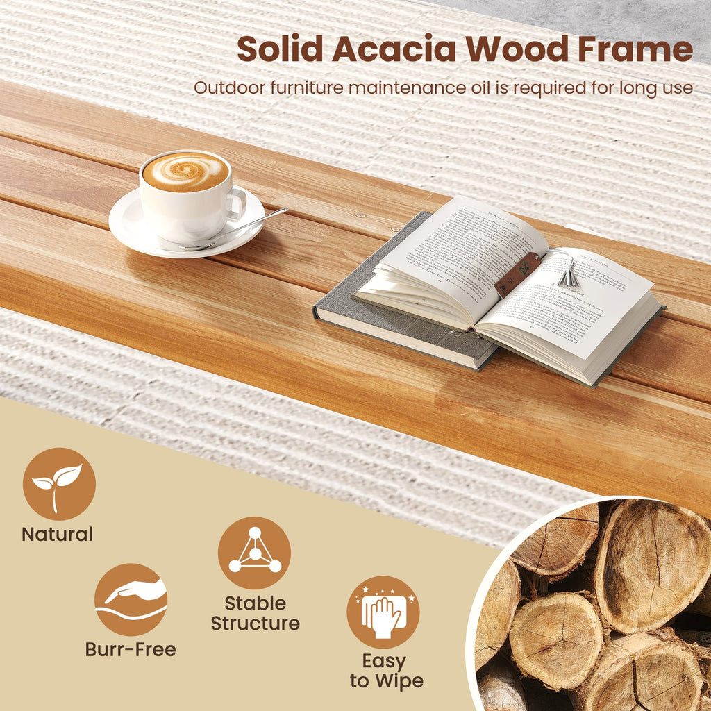 63 Inch 3-Person Acacia Patio Wood Outdoor Backless Bench-Set of 2