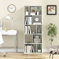 63 Inch 5-Tier Geometric 10-Cube Bookshelf Tall Bookcase-White