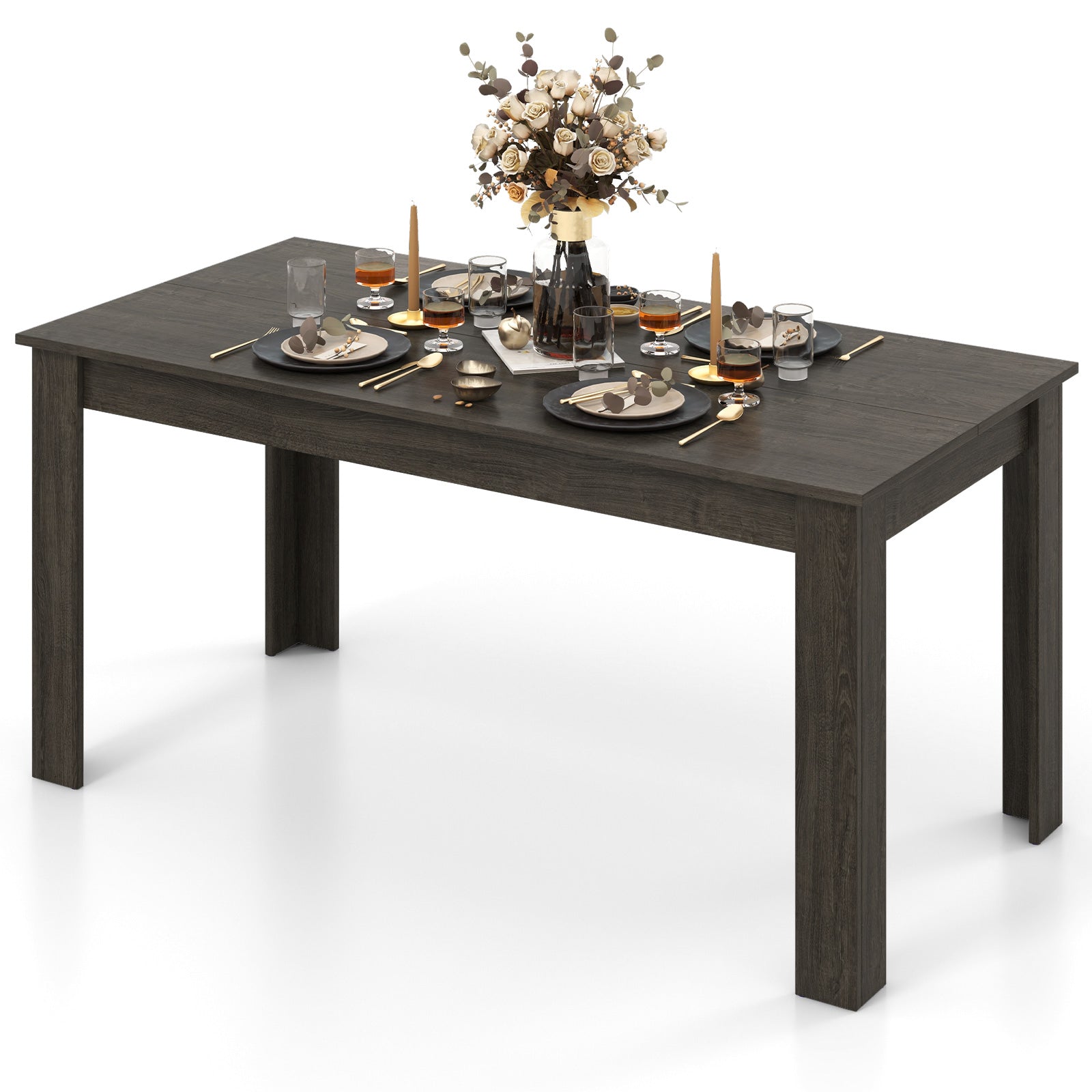 63 Inch Rectangular Modern Dining Kitchen Table-Gray