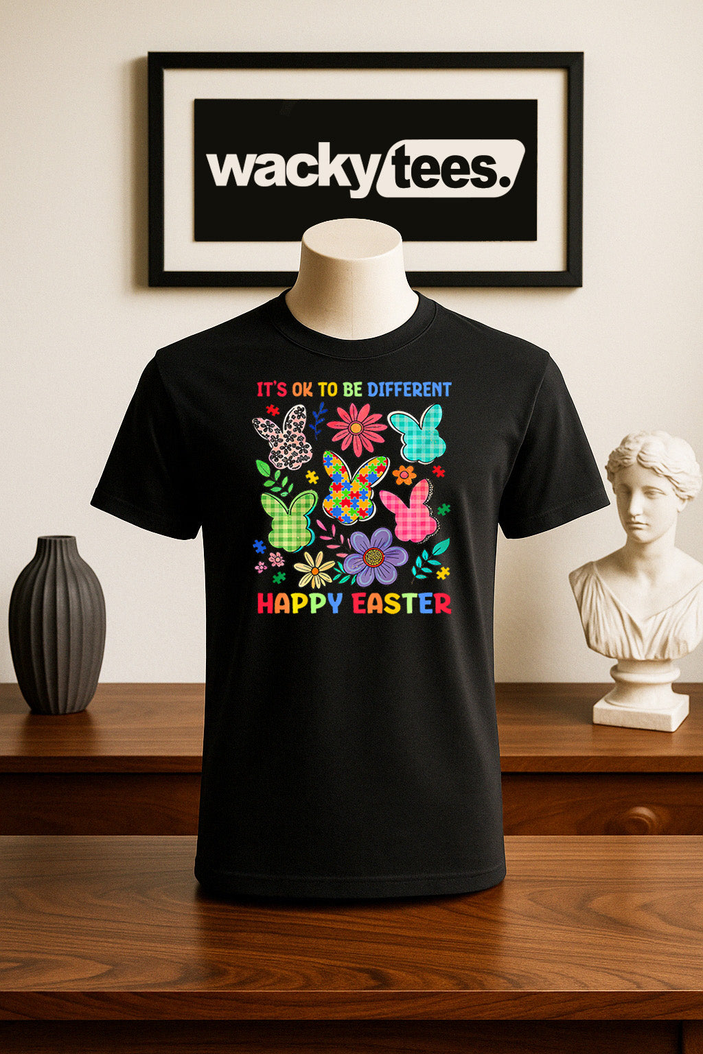 Its Okay to be Different Happy Easter Autism Awareness Graphic Tee Shirt