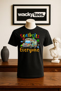 Seatbelts Everyone School Bus Autism Awareness Graphic Tee Shirt