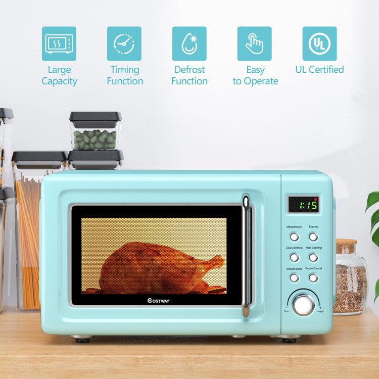 700W Retro Countertop Microwave with 5 Power Levels & Auto Cook