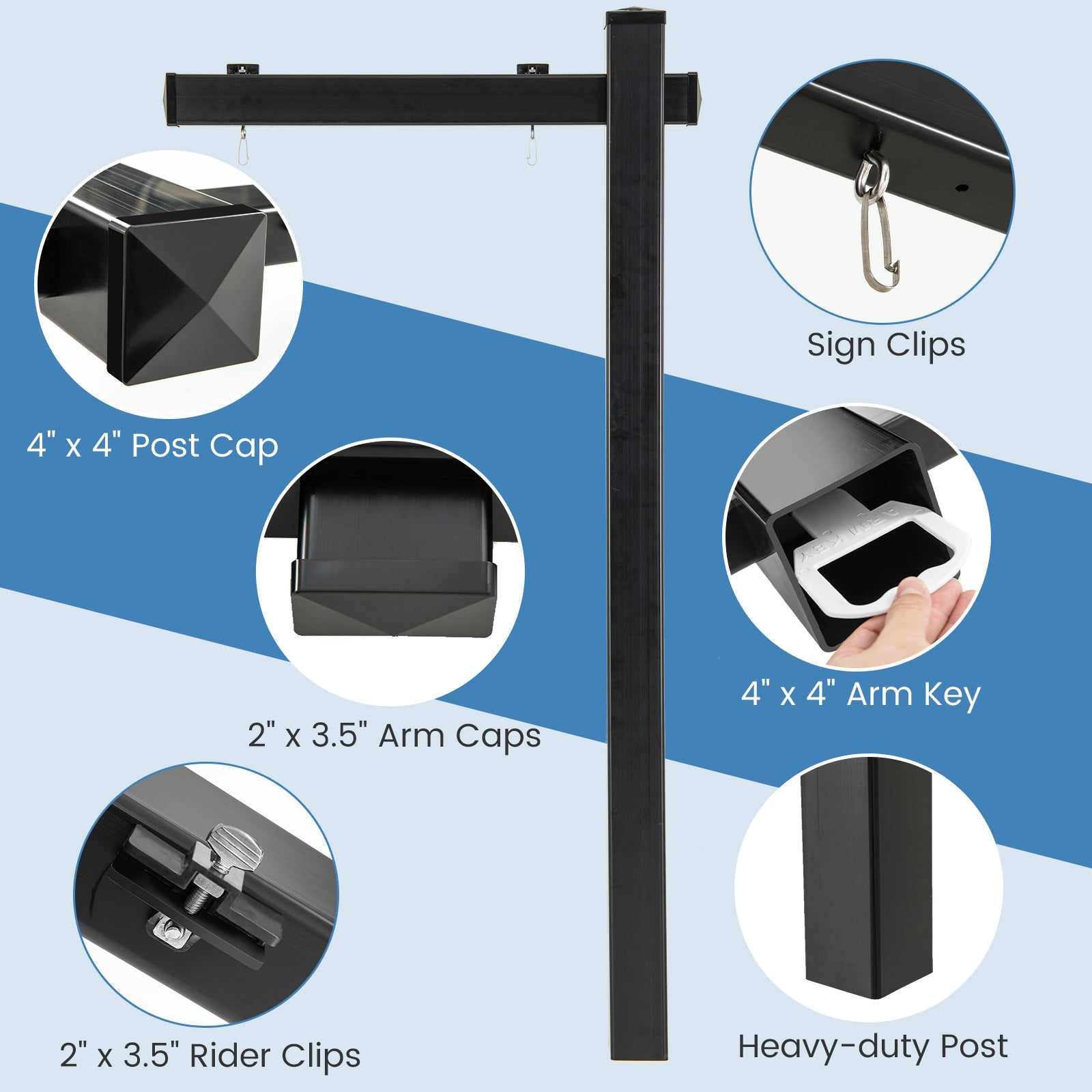 6 Feet Vinyl UPVC Real Estate Sign Post Realtor Yard Sign Post-Black