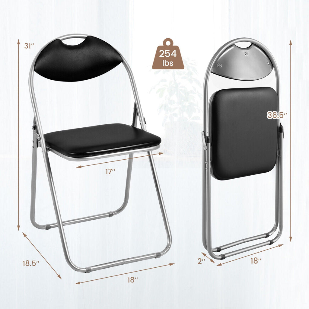 6 Pieces U-Shape Folding Chairs with Hollow Handle