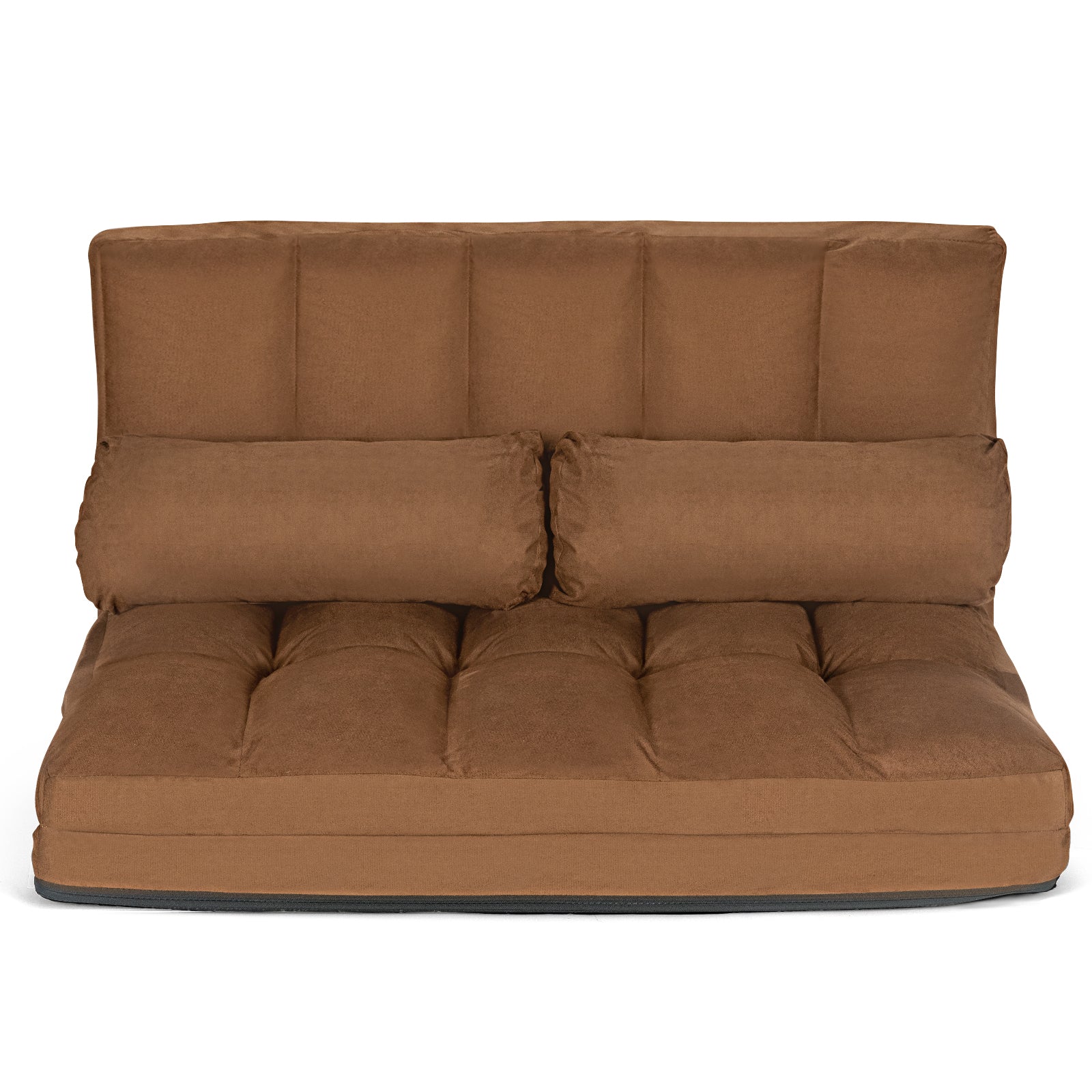 6-Position Foldable Floor Sofa Bed with Detachable Cloth Cover-Brown