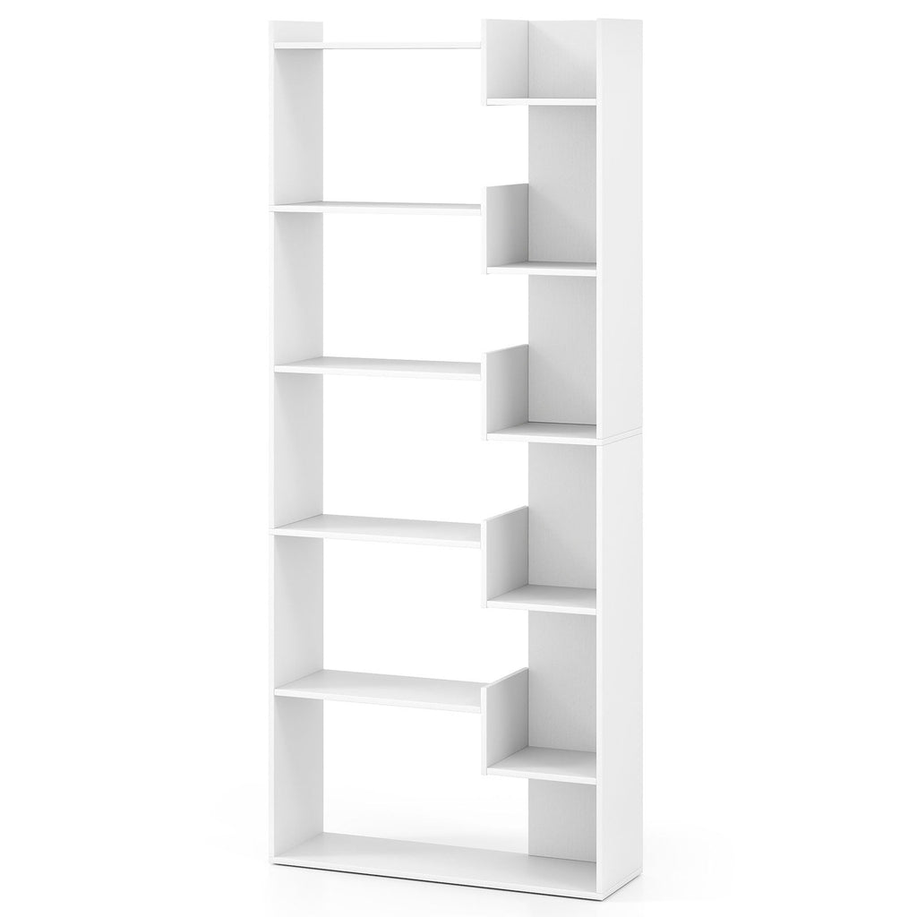 6-Tier Bookshelf Wooden Bookcase with 2 Anti-Tipping Kits Open Display Shelf-White