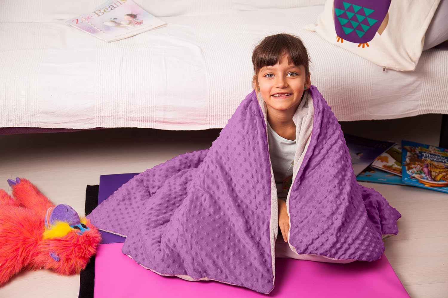 7 Lbs Kids Weighted Blanket with Cover | 41"x60" | 100% Cotton, Glass Beads