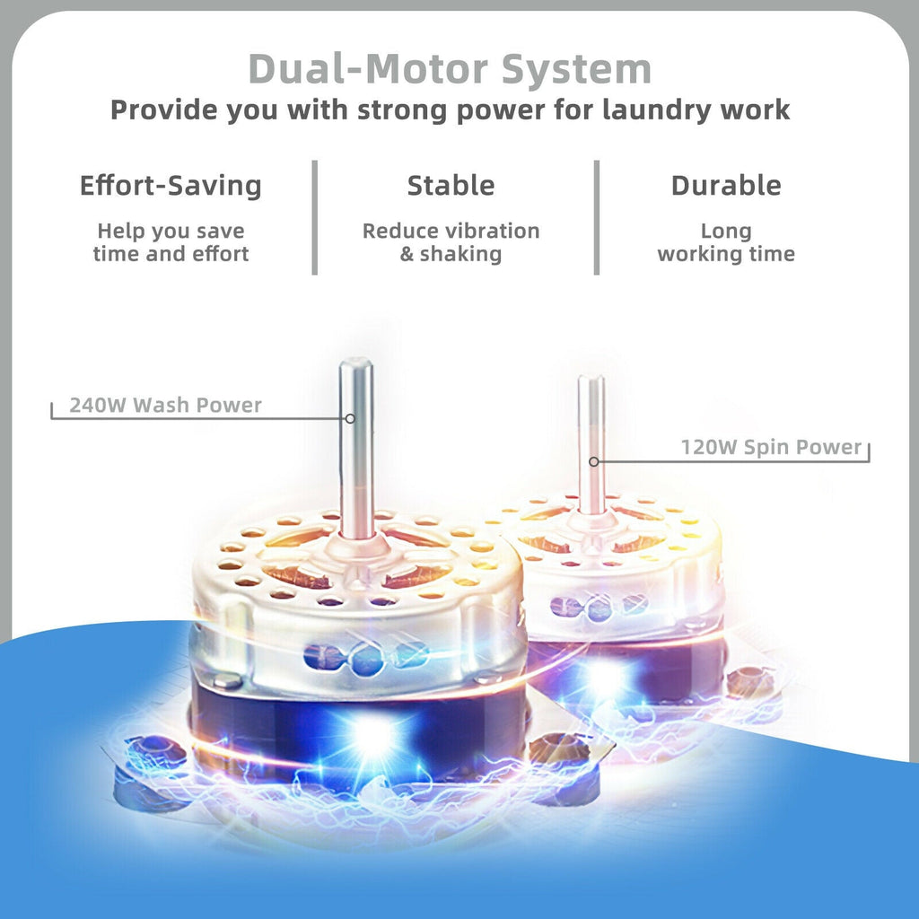 8 lbs Portable Mini Twin Tub Spinner Semi-Automatic Washing Machine