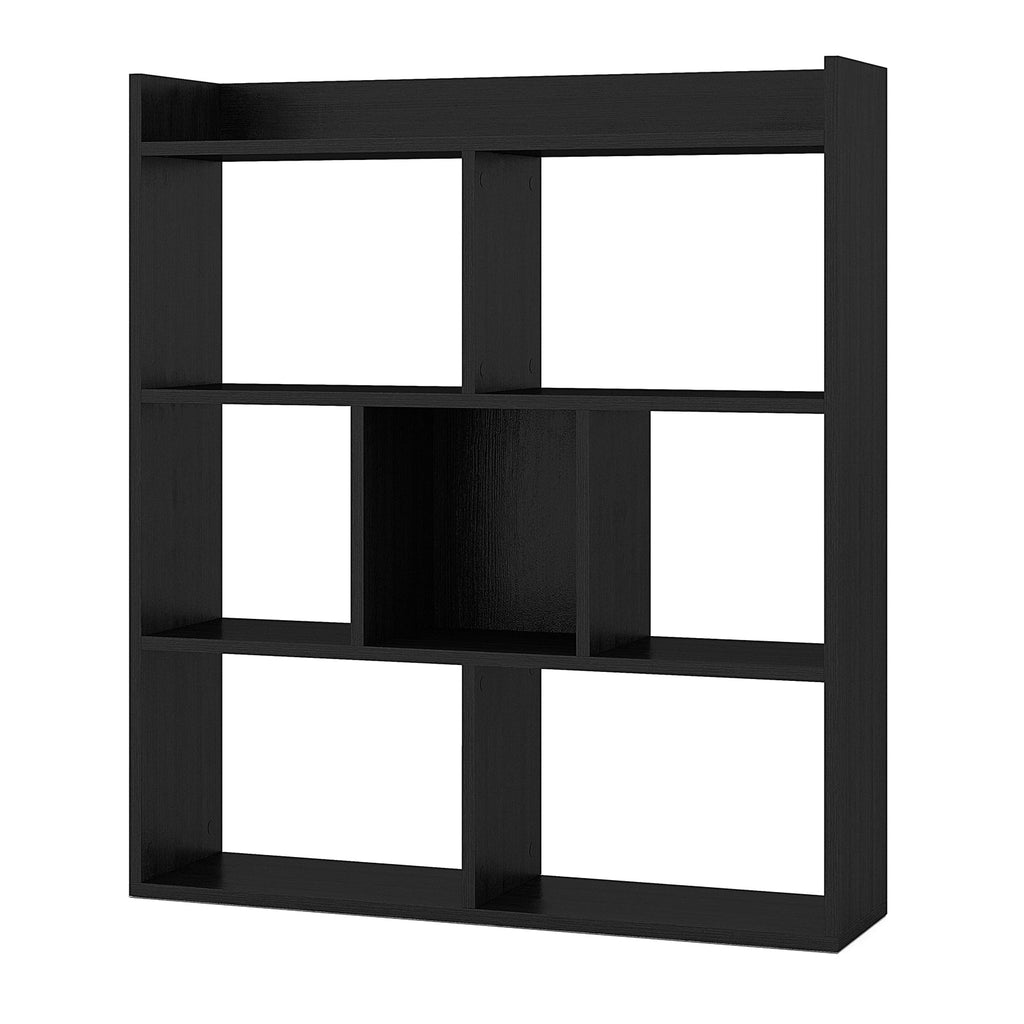 7 Cubes Open-back Bookshelf with Anti-Toppling Devices-Black