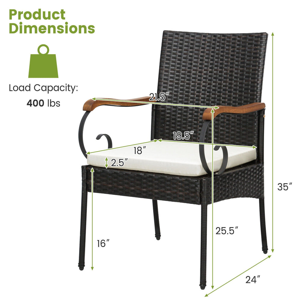 7 Pieces Patio Wicker Dining Set with Detachable Cushion and Umbrella Hole
