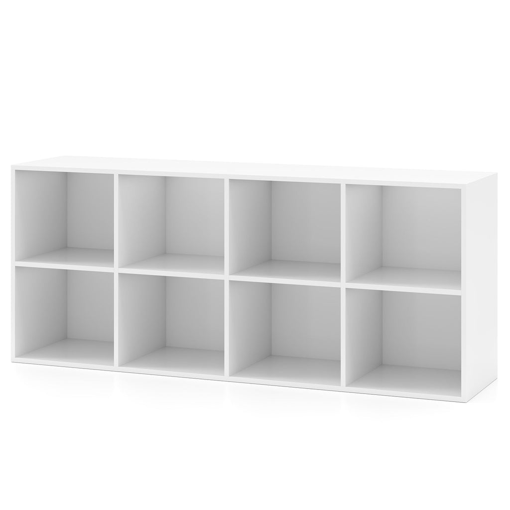 8-Cube Bookcase Bookshelf with 2 Anti-Tipping Kits Storage Organizer-White