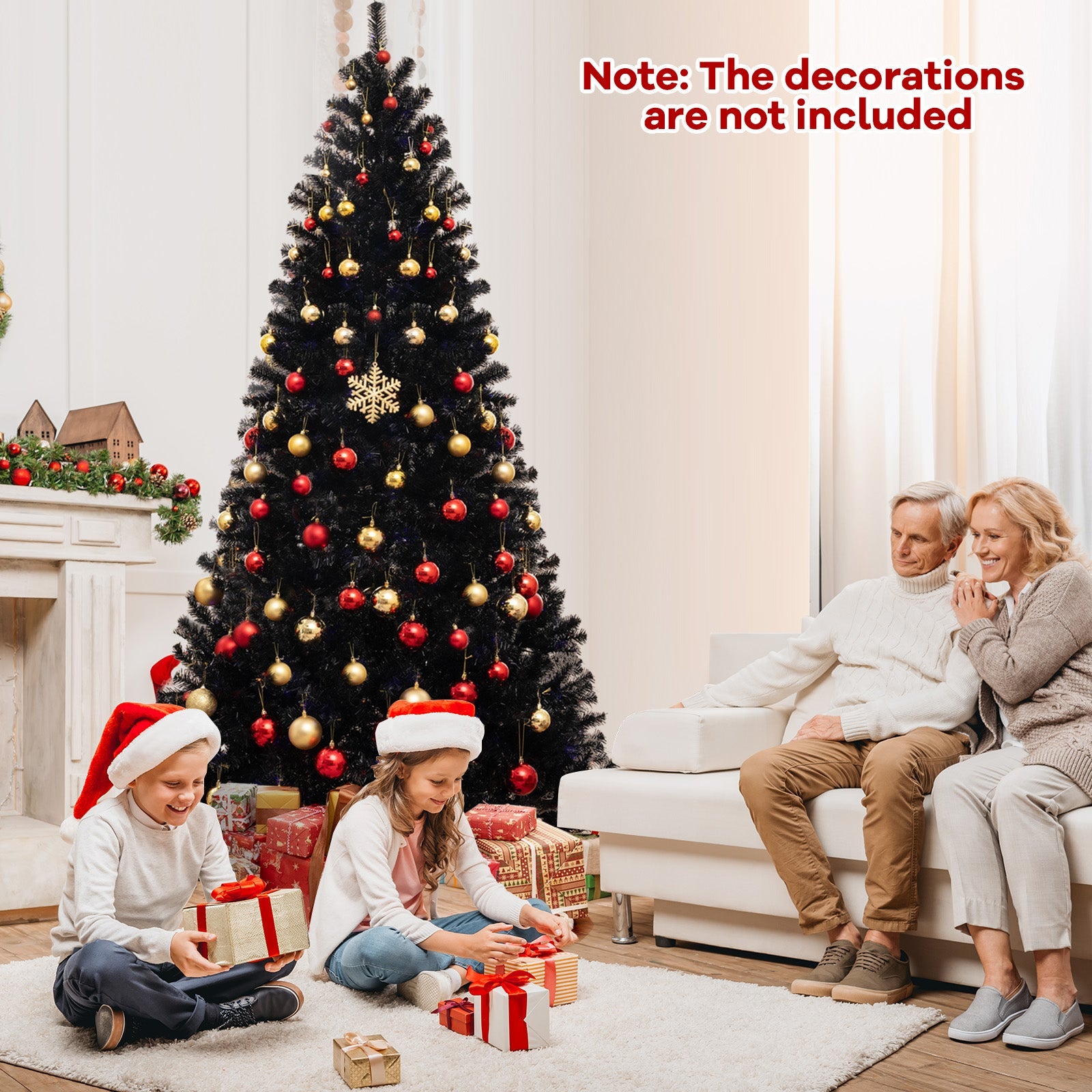 6/7/8 Feet Artificial Christmas Tree with 6 Lighting Modes and Spooky Sounds-8 ft