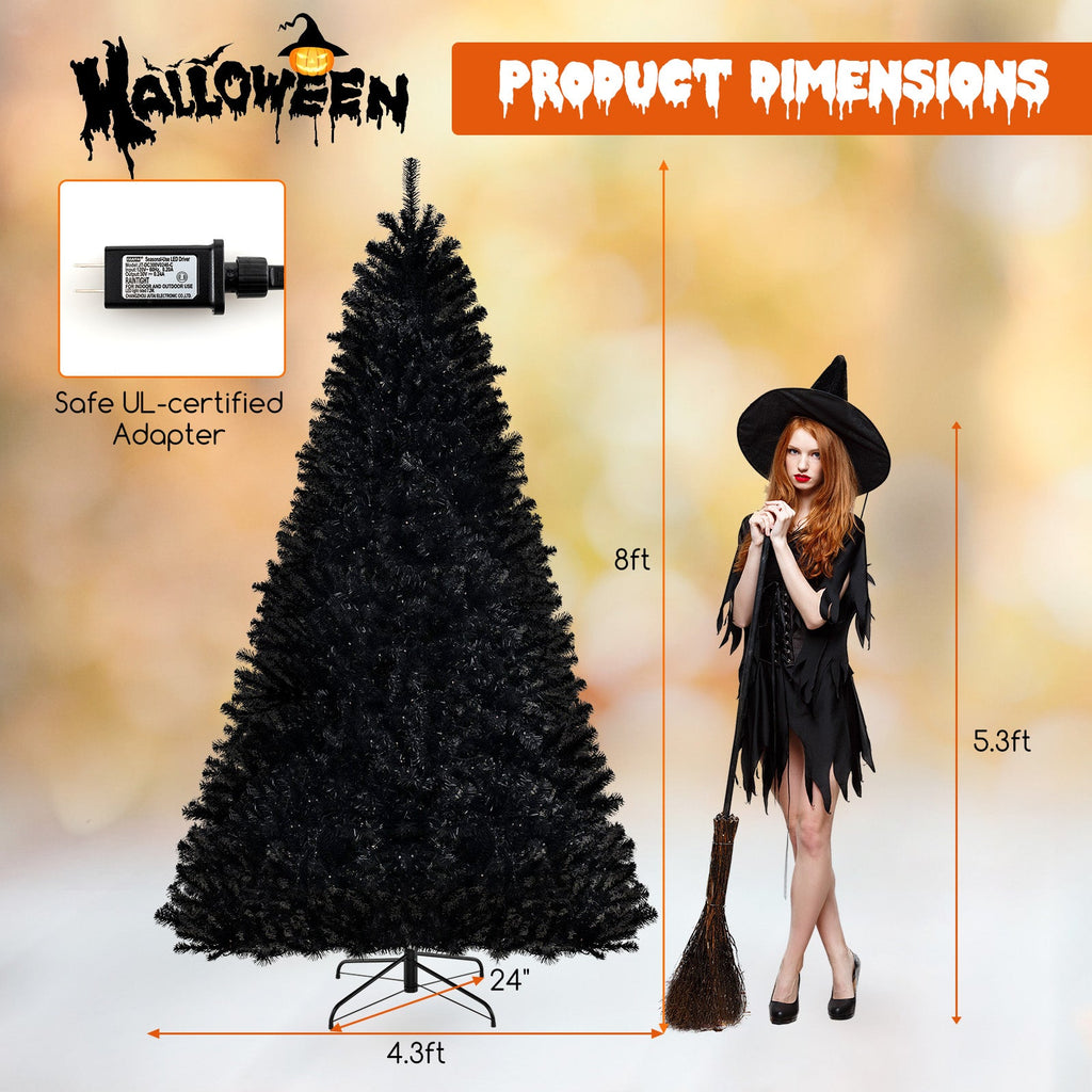 6/7/8 Feet Artificial Christmas Tree with 6 Lighting Modes and Spooky Sounds-8 ft