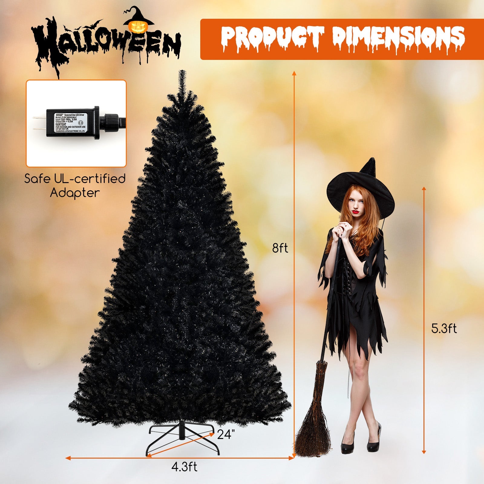 6/7/8 Feet Artificial Christmas Tree with 6 Lighting Modes and Spooky Sounds-8 ft