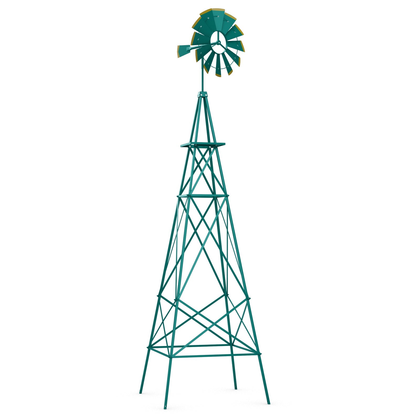 8 Feet Windmill Metal Ornamental Wind Wheel Weather Resistant-Green