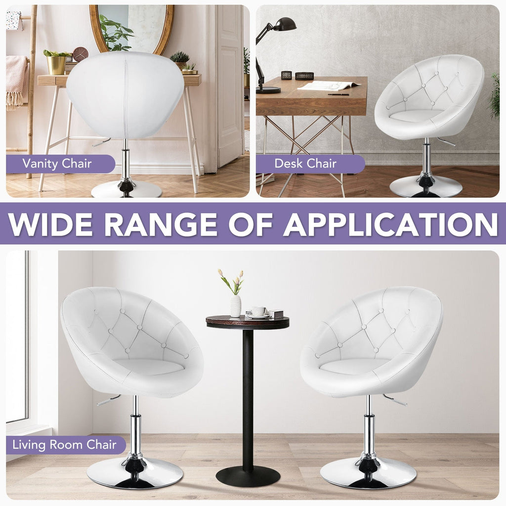 1 Piece Adjustable Modern Swivel Round Tufted-White