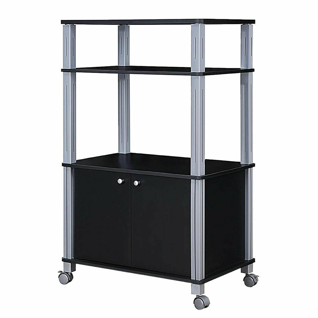 Microwave Rack Stand Rolling Storage Cart-Black