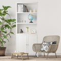 Bookcase Shelving Storage Wooden Cabinet Unit Standing Display Bookcase with Doors-White