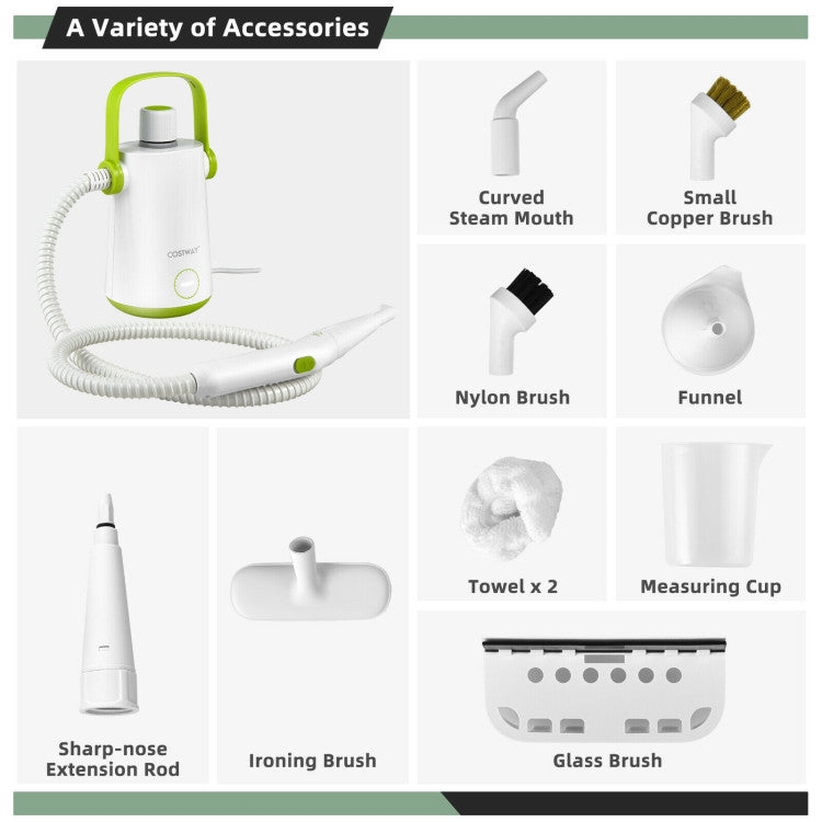 1000W Handheld Steam Cleaner with 10 Accessories