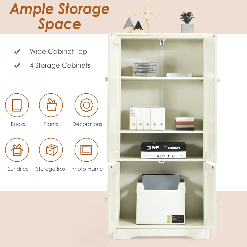 Accent Storage Cabinet Adjustable Shelves-White