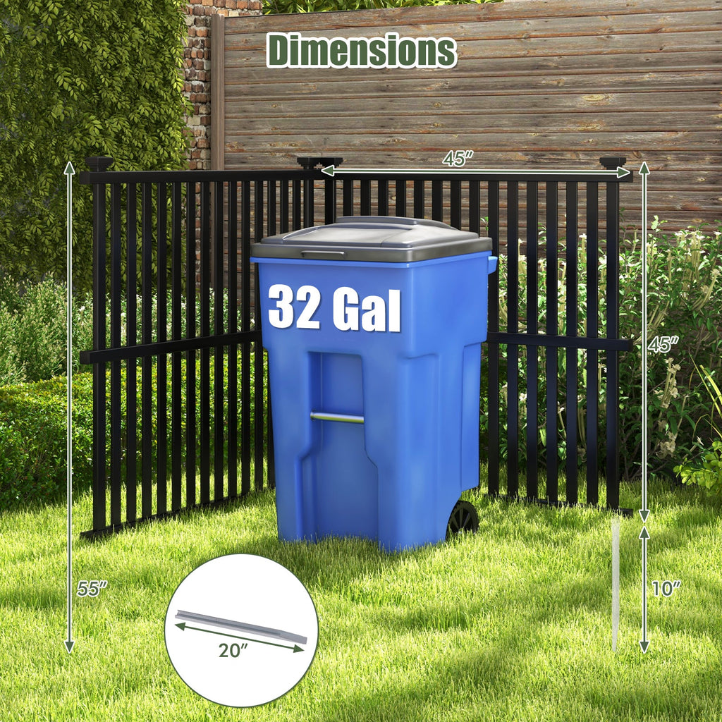 Air Conditioner Fence Panel with Metal Ground Stakes for Outside-Black
