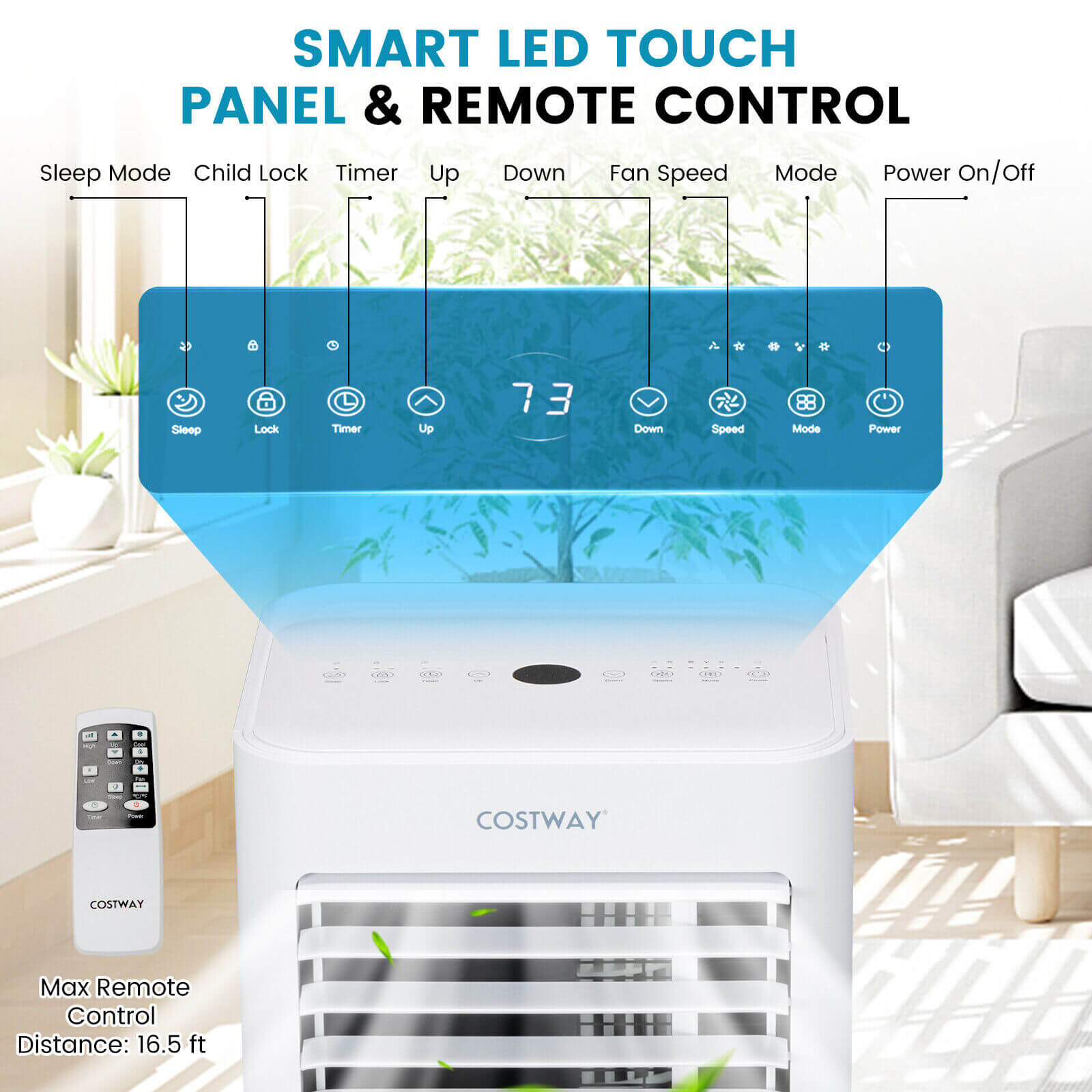 10000 BTU 4-in-1 Portable Air Conditioner with Humidifier and Sleep Mode-White