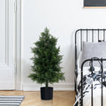 Artificial Cedar Topiary Tree with Plastic Nursery Pot for Porch and Office