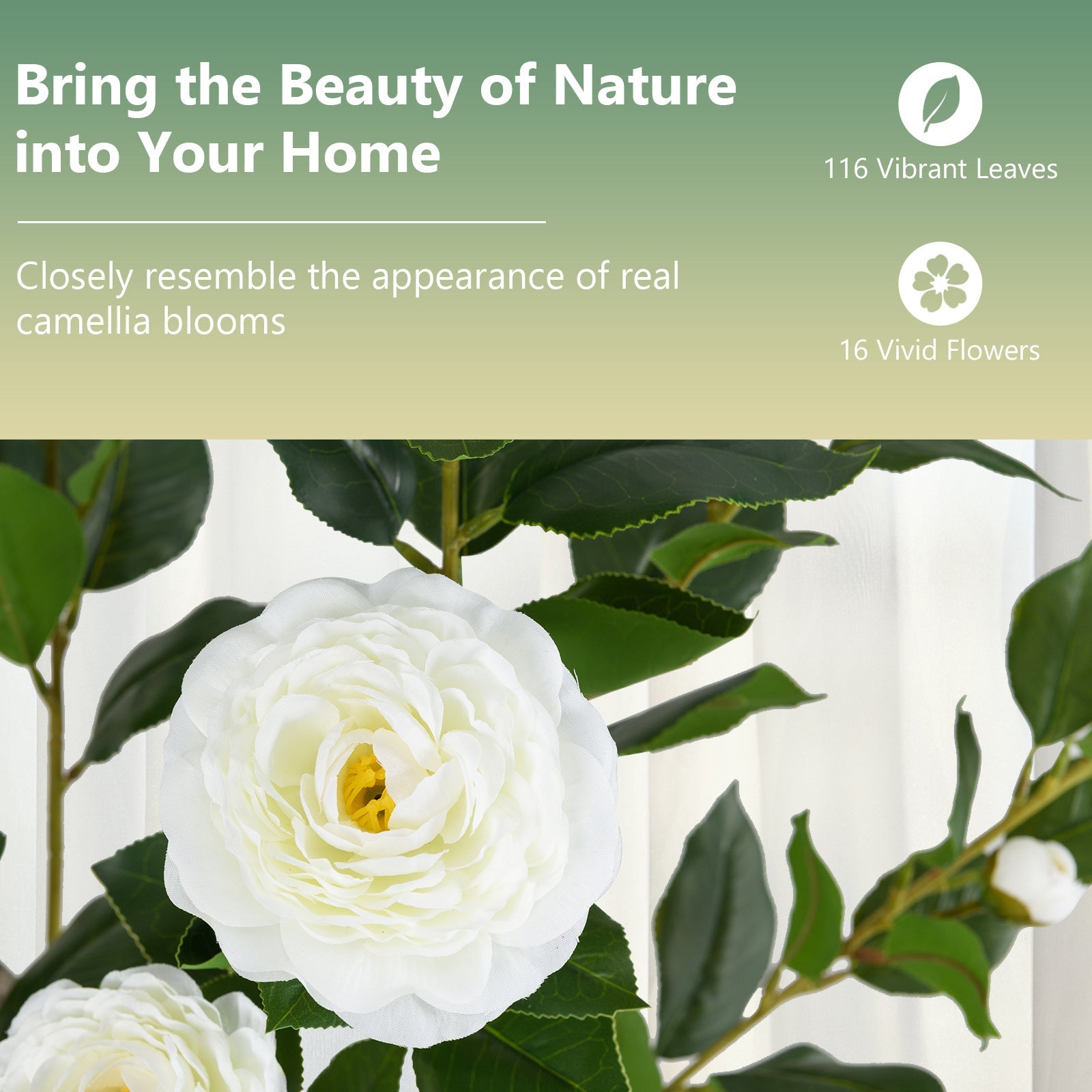 36 Inch Artificial Camellia Tree with Blooming Flower 1 Pack-White