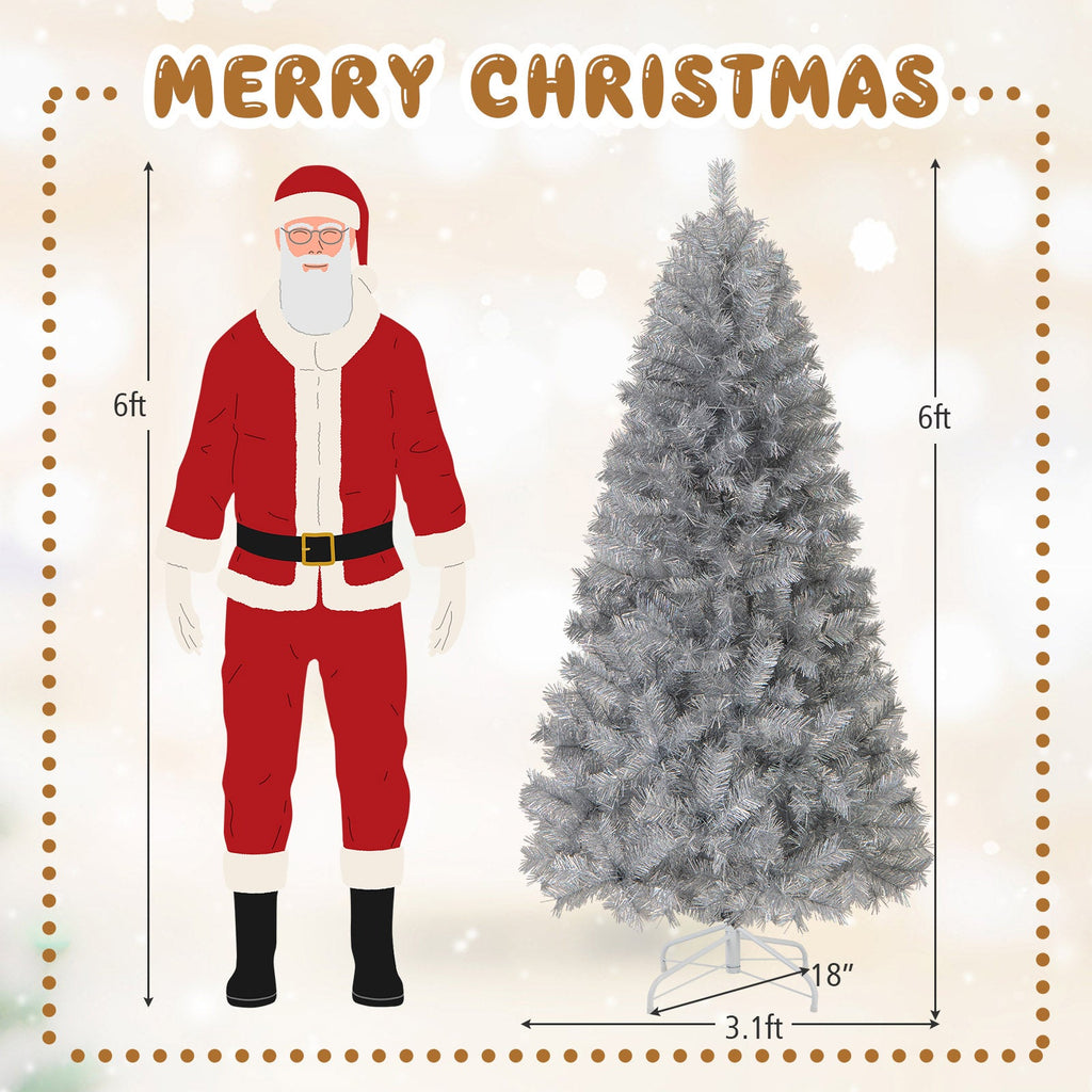 Artificial Xmas Tree with Branch Tips and Warm White LED Lights-6FT
