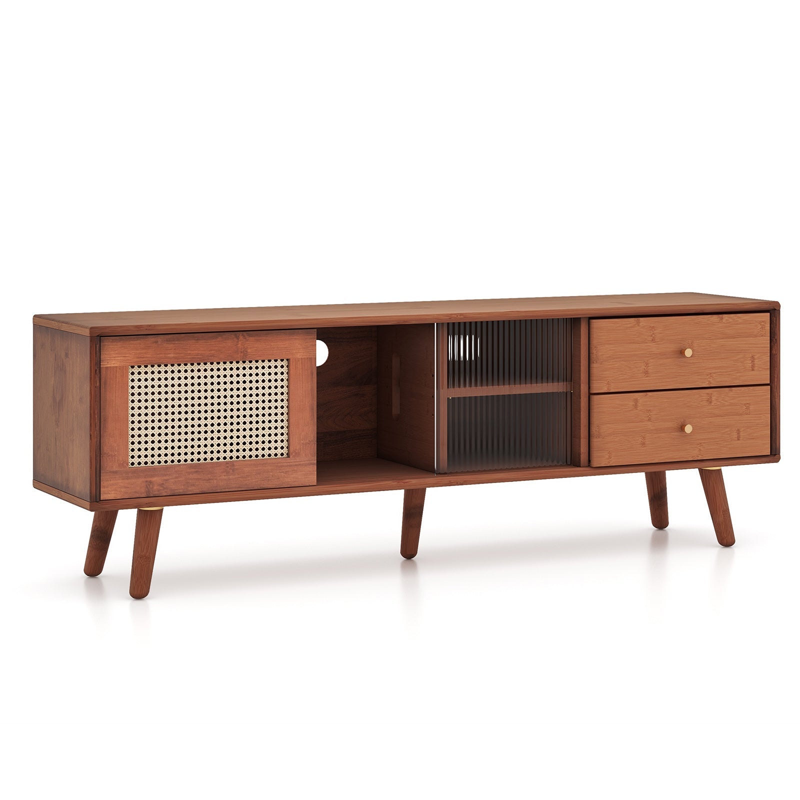 Bamboo TV Stand for TV up to 65 Inch-Brown
