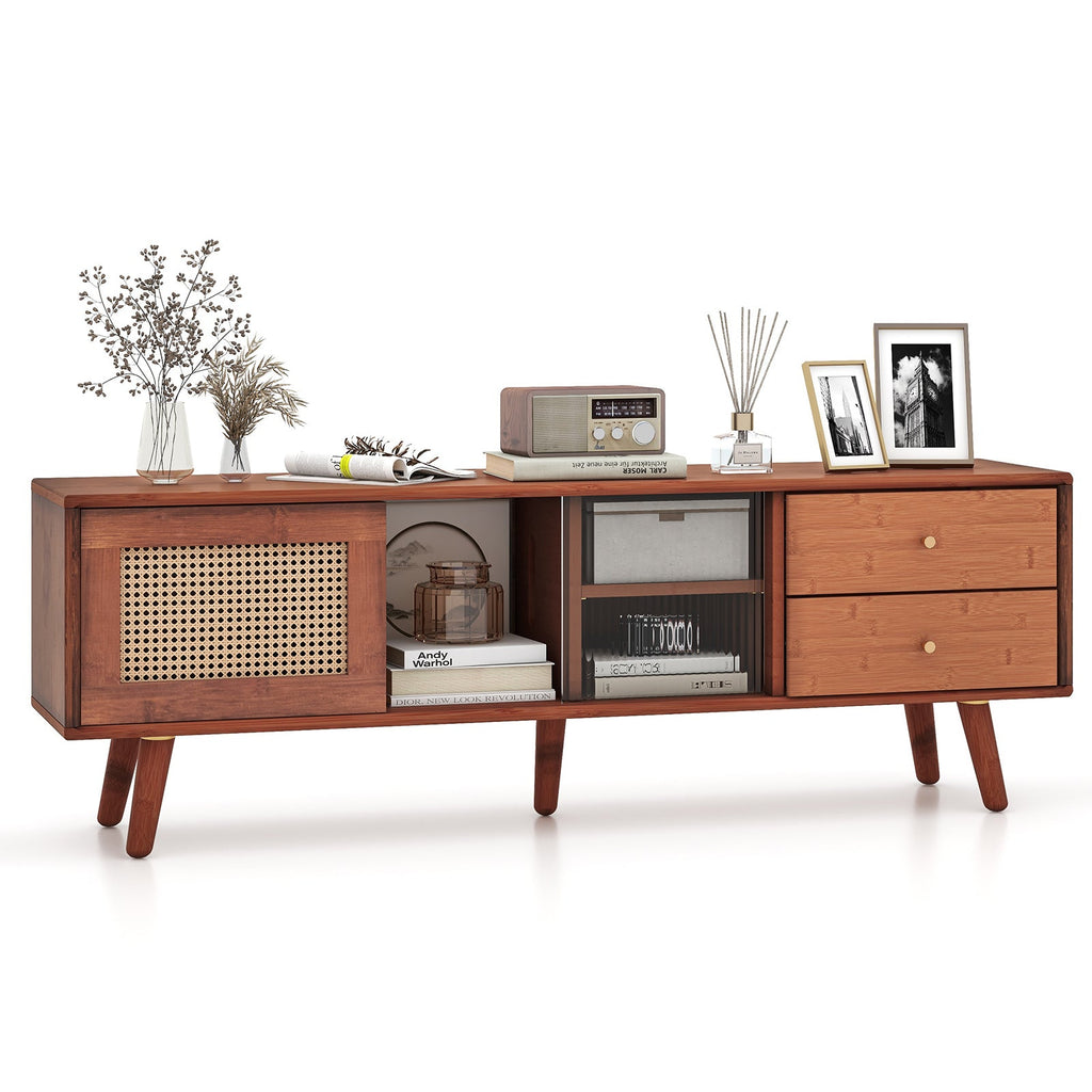Bamboo TV Stand for TV up to 65 Inch-Brown