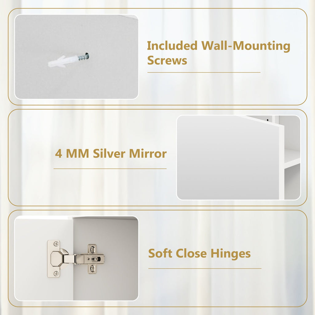 Bathroom Medicine Cabinet with Single Mirror Door-White
