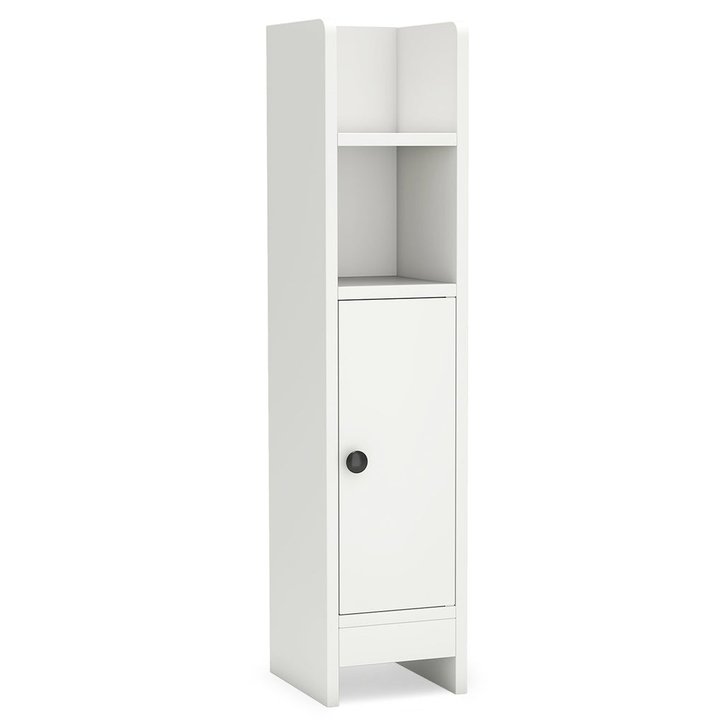 Bathroom Slim Cabinet Corner with Door and Adjustable Shelf-White