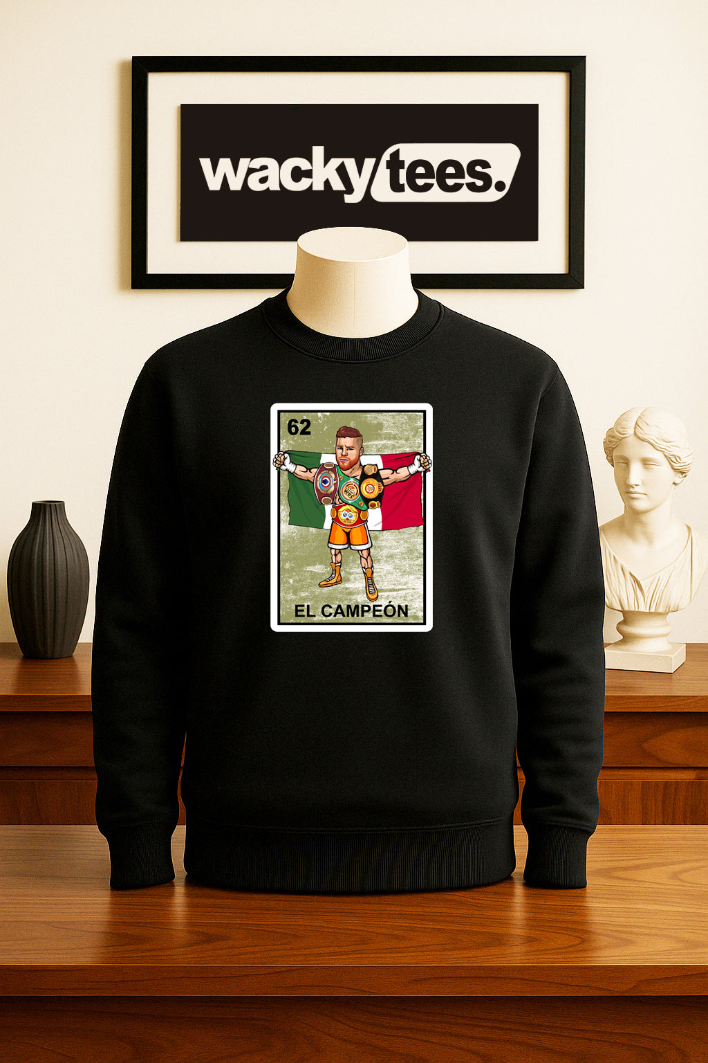 El Campeon Canelo Alvarez Champion Loteria Mexican Bingo Style Graphic Tee Shirt