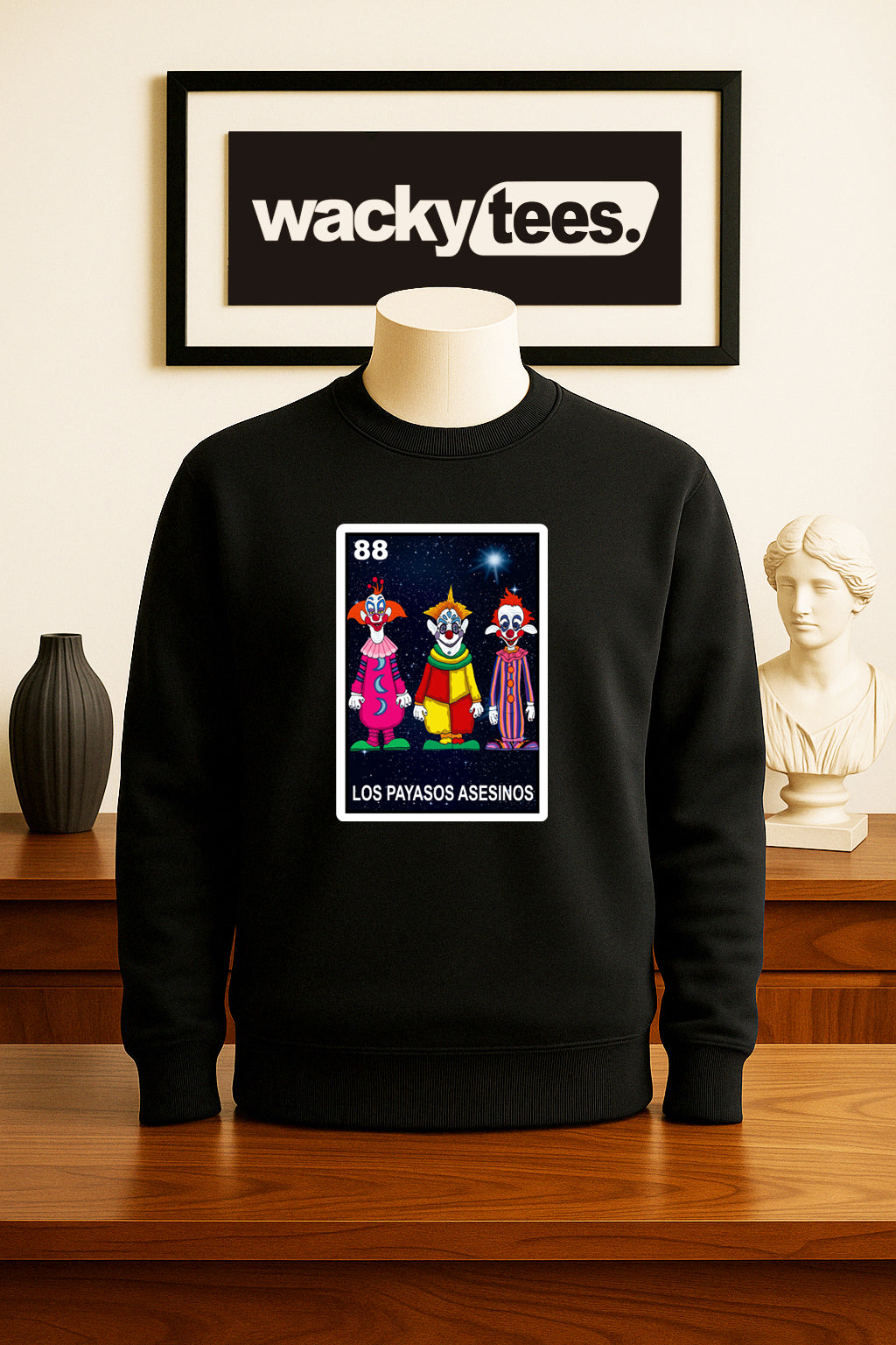 Los Payasos Asesinos Loteria Clowns From Space Horror Funny Graphic Tee Shirt